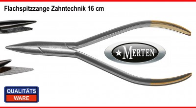 Flachspitzzange - Zahntechnik  - gerieft  - 16 cm  1,5 mm Spitze Zahntechnik  - KFO