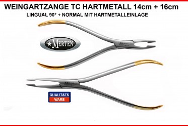 2 x Weingartzange lingual  90°- TC Hartmetall - 14cm + 16 cm