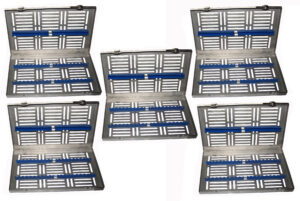 5 x Sterilisationkassette - Sterilisation Tray / Box  für 20 Instrumente Wash Tray
