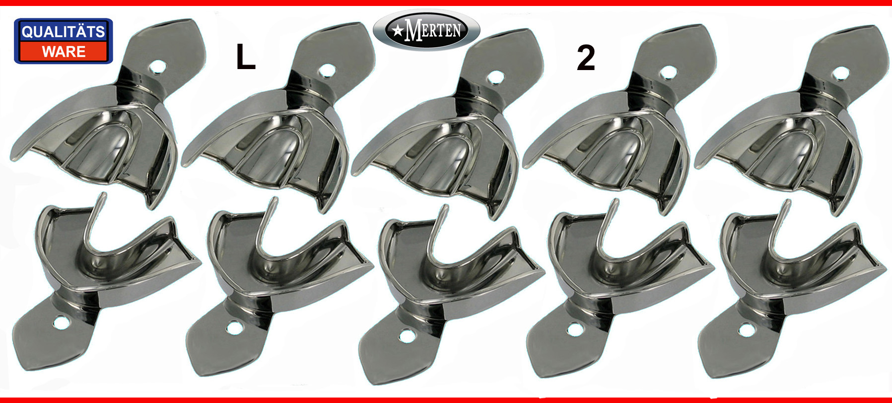 10  x Größe L/2- Abdrucklöffel glatt Rim-Lock  EDELSTAHL