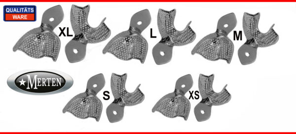 10 Abdrucklöffel 2 x XL- 2 x L-2x M-2x S-2 x XS perforiert Rim-Lock  Zahnmedizin