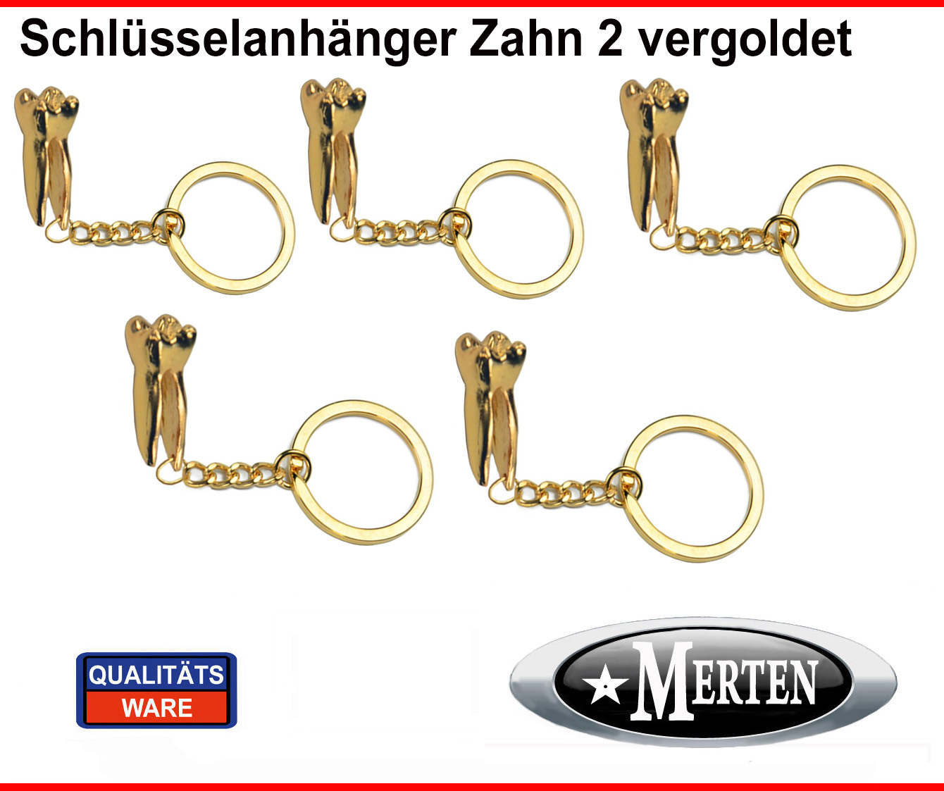 5 x Schlüsselanhänger  Backenzahn vergoldet  -Zahn 2  Zahntechnik  Zahntechniker