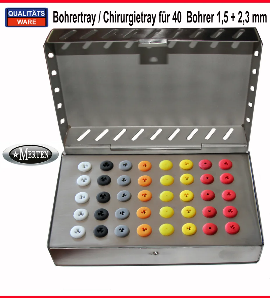 Bohrer Tray - Sterilisations-Tray für 40 Bohrer 1,6 + 2,3mm