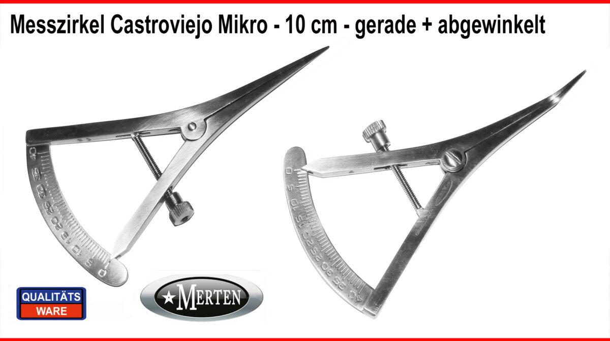 2 x Messzirkel Castroviejo 10 cm gerade und gebogen Tasterzirkel Messlehre
