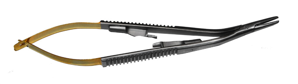 Nadelhalter  Castroviejo Mikro  TC Hartmetall -  14 cm - abgewinkelt modifiziert