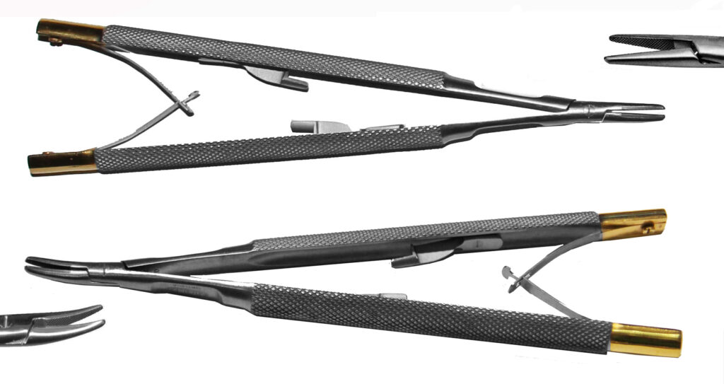 Nadelhalter  Castroviejo Mikro  TC  Hartmetall - 16 cm GEBOGEN+GERADE