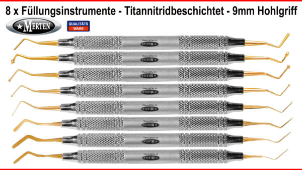 8 Füllungsinstrumente Composite - Titan-Nitrid Beschichtung TI - Instrumente