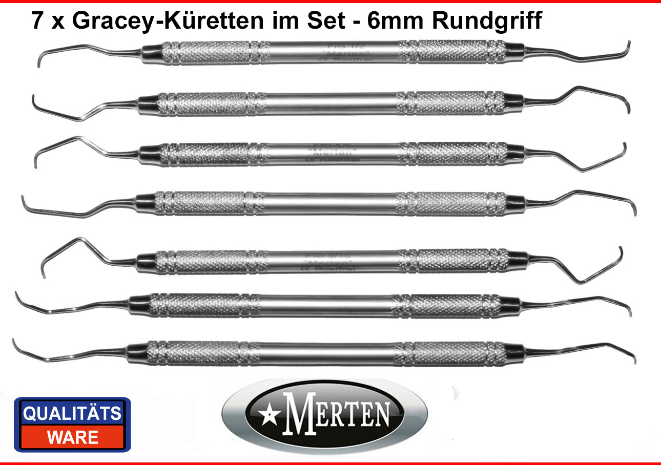7  Gracey  Küretten im Set - 6mm Rundgriffe