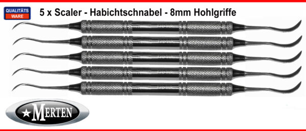 5 x Habichtschnabel Scaler - 8mm Hohlgriff  - Doppelendig