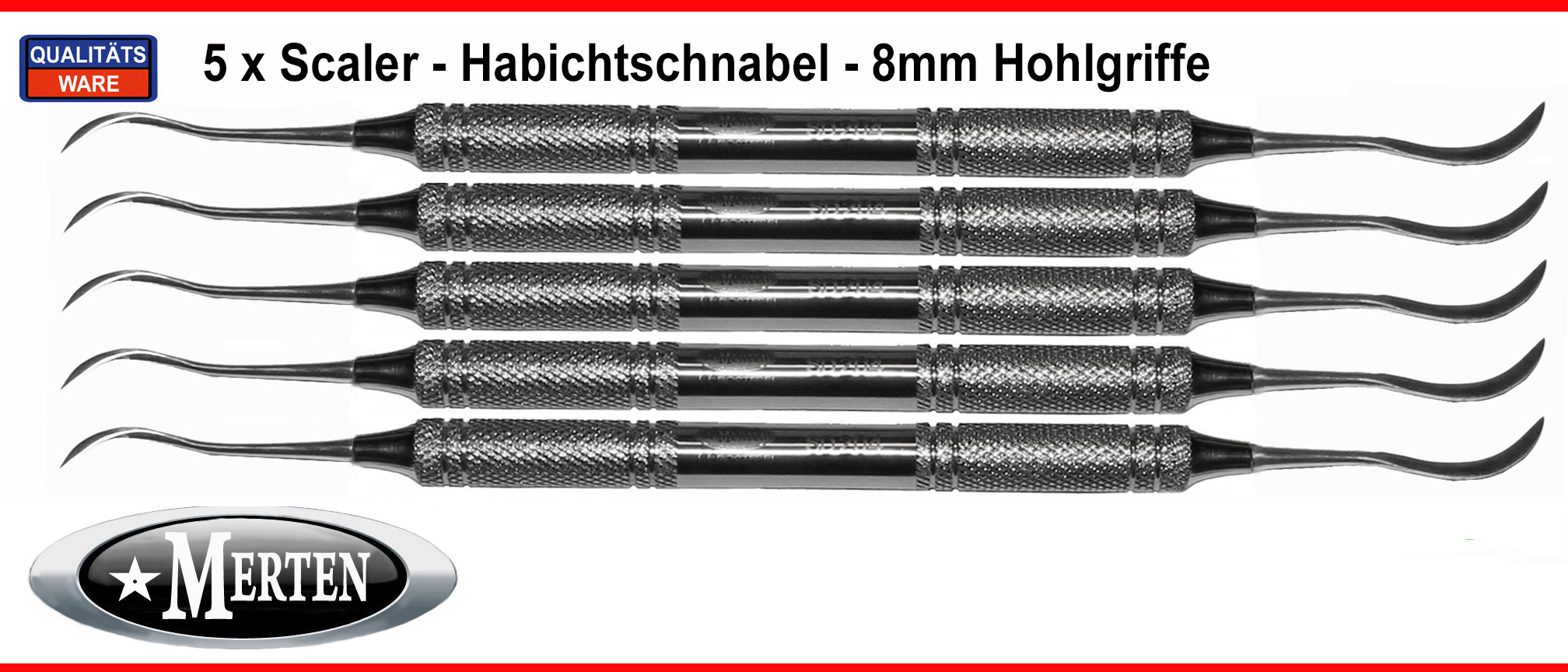 5 x Habichtschnabel Scaler - 8mm Hohlgriff  - Doppelendig