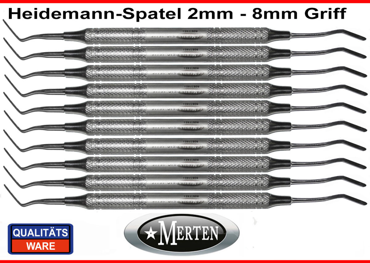 10 Heidemannspatel -  8 mm Hohlgriffe -  2 mm Spatelbreite -  Heidemann-Spatel