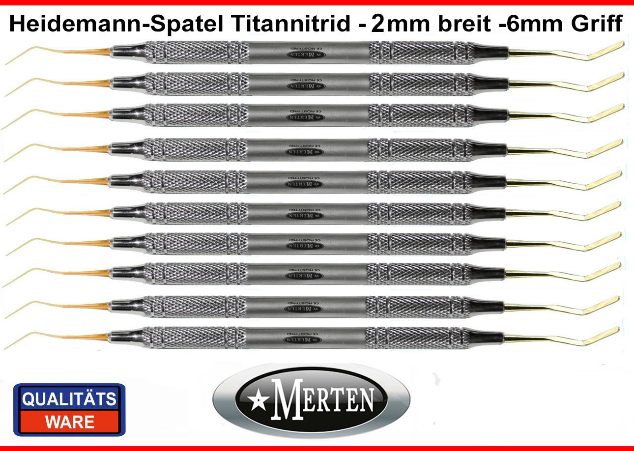 10 Heidemann-Spatel  Titan-Nitrid  Beschichtet - 6mm  Rundgriff -Breite 2 mm