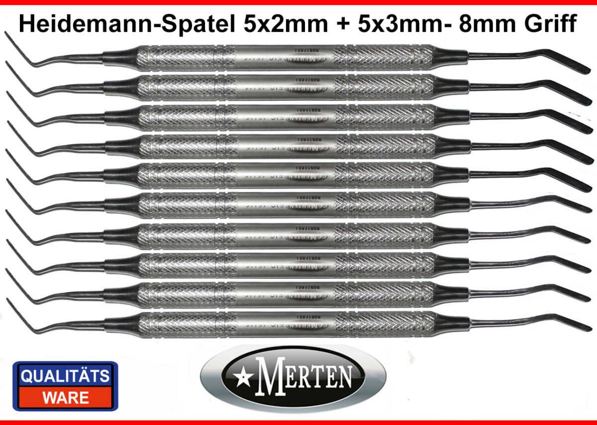 10 Heidemannspatel 8mm Hohlgriffe federhart - 5 x 2mm - 5 x 3 mm