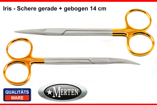 2 x Iris Schere Fadenschere  - gebogen / gerade 11,5 cm - Hartmetall / Perma-Cut