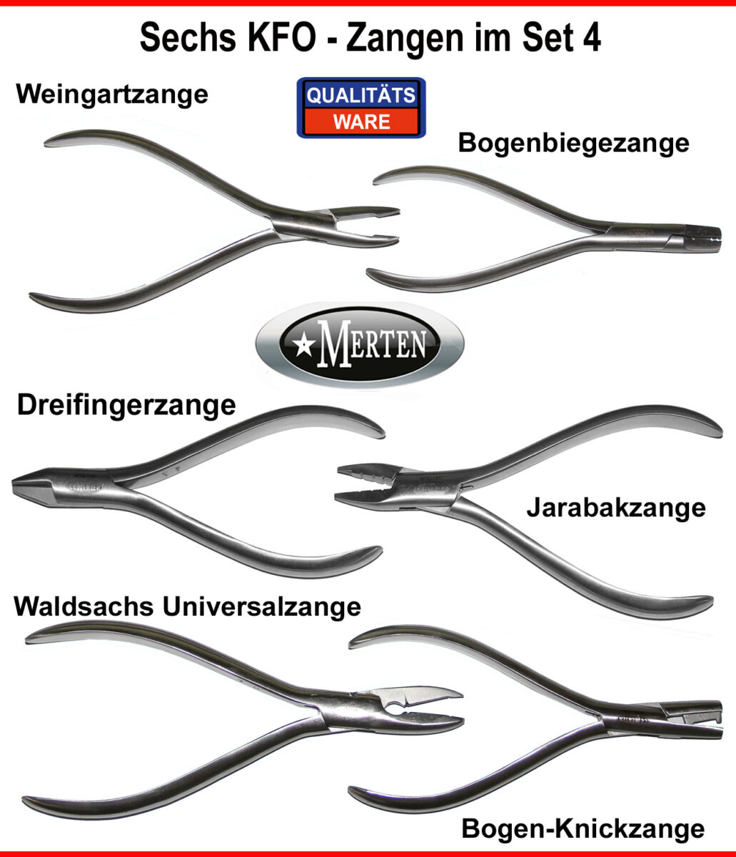 6 Kieferorthopädie Zangen KFO SET 4 Jarabak Zange Weingartzange etc.