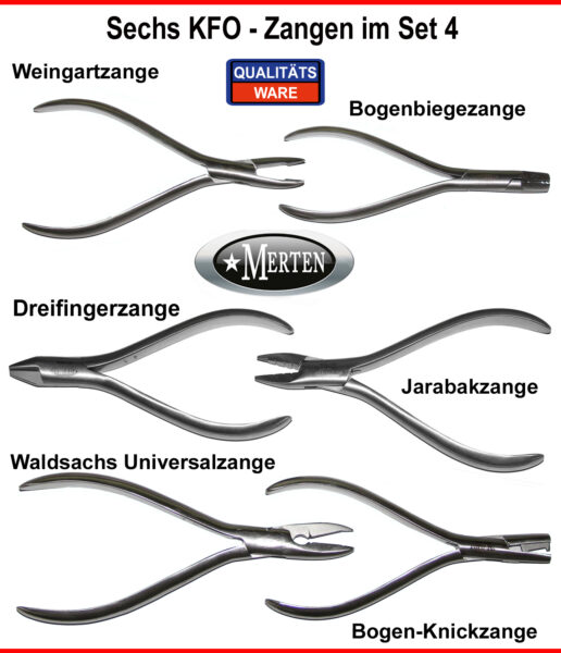 6 Kieferorthopädie Zangen KFO SET 4 Jarabak Zange Weingartzange etc.