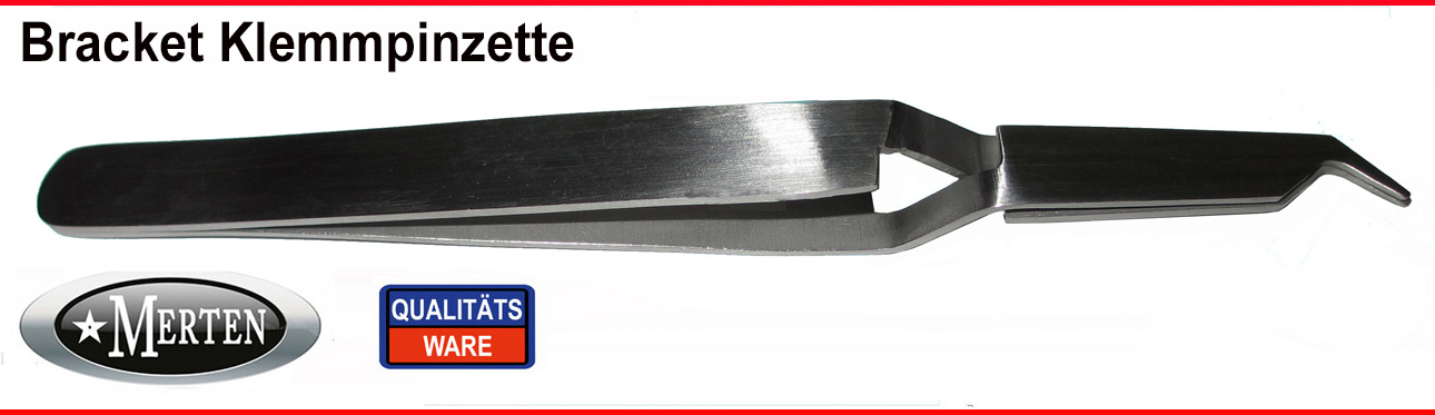 Klemmpinzette für Brackets - Bracket Pinzette nicht  geriffelt - 12cm Edelstahl
