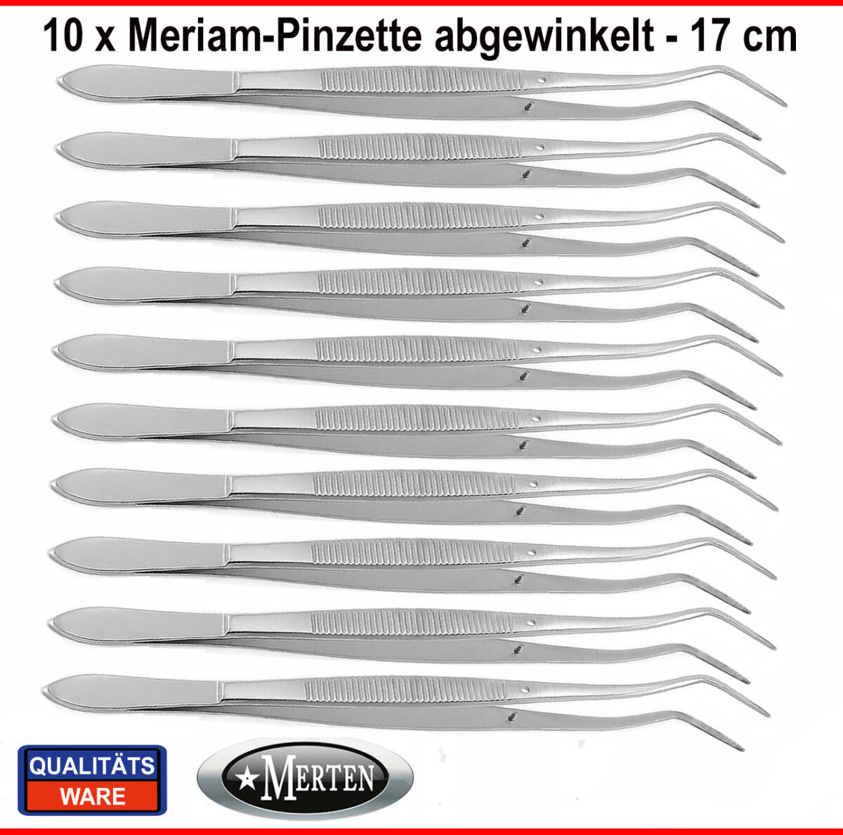 10 x Meriam Pinzette  geriffelt - abgewinkelt -  Pinzetten