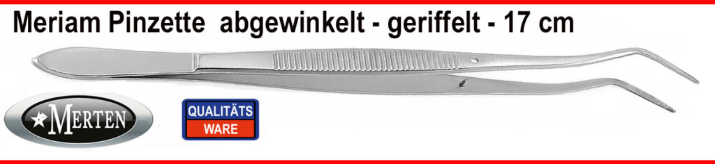 Meriam Pinzette geriffelt - abgewinkelt - Pinzetten