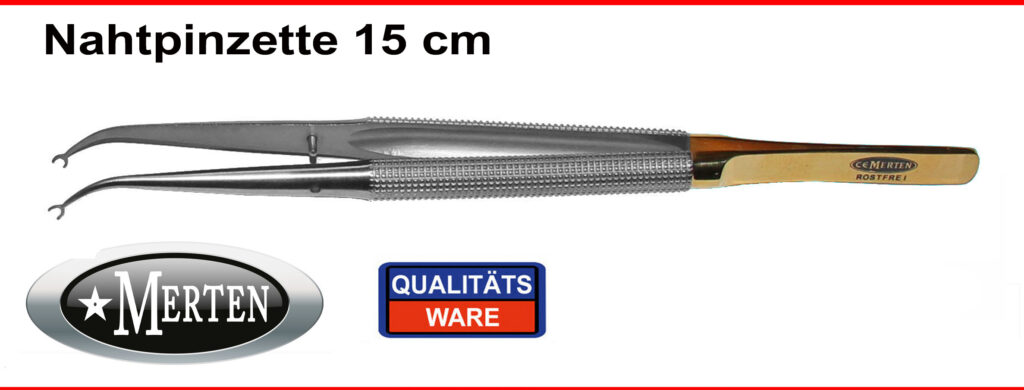 Nahtpinzette gebogen 15 cm - Naht-Pinzette