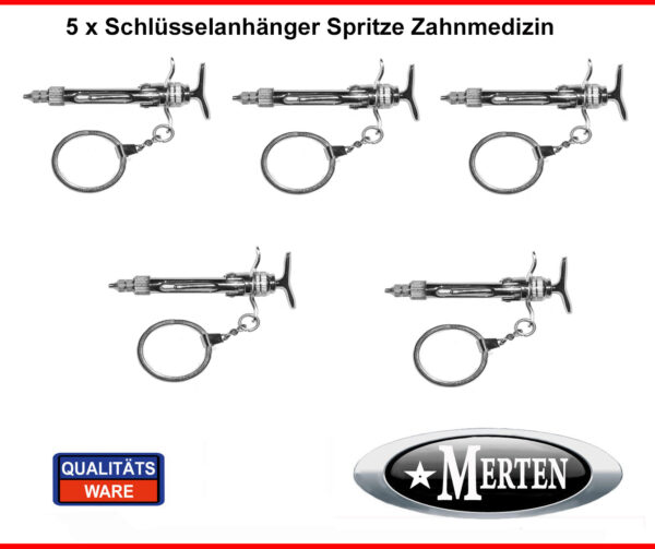 5 x Schlüsselanhänger  Spritze - Zahnarzt  Injektionsspritze -Zahnarzthelferin