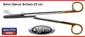 Sims Uterus Schere 23 cm gerade rund/rund  TC Carbid-Stahl Einlage - PERMA CUT