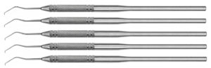 5 zahnmedizinische Sonden - Fig. 17 extra fein - spitz - Rundgriff 16 cm