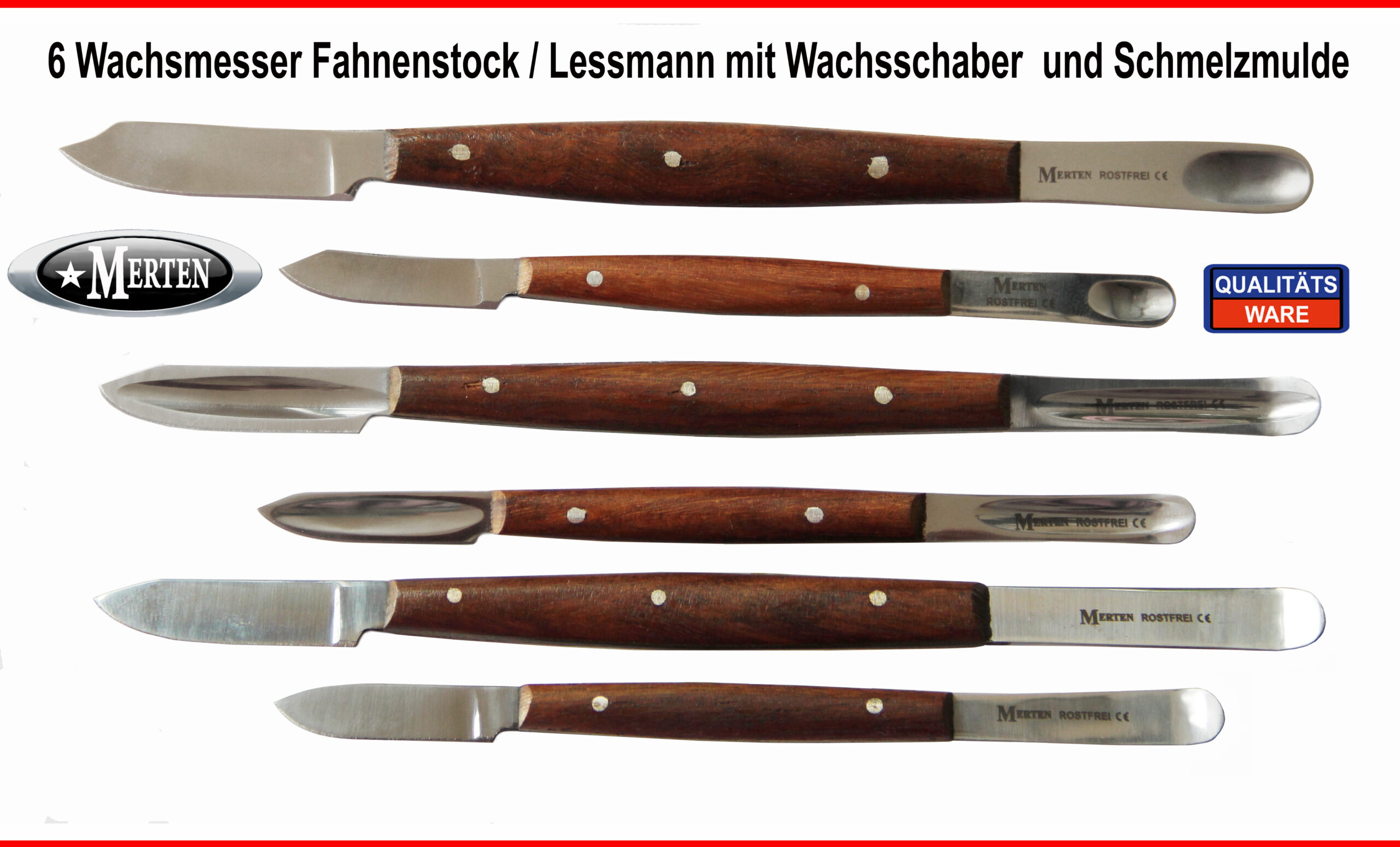 Wachsmesser 3x Fahnenstock und 3 x Lessmann Zahntechnik