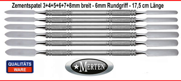 6  Zementspatel Anmischspatel  4+5+6+7+8+9 mm Zahnarzt Künstlerspatel