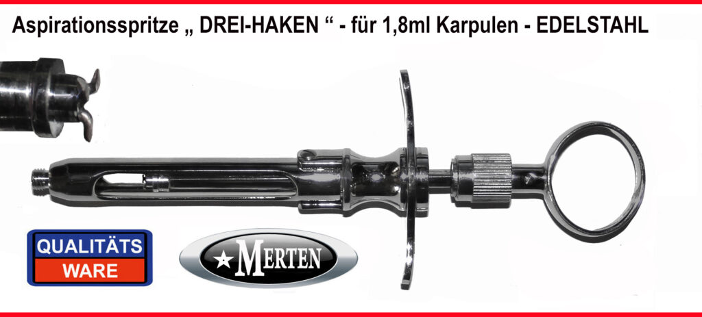 Aspirierende Spritze -  3 Haken -  Zahnmedizin Aspirationsspritze