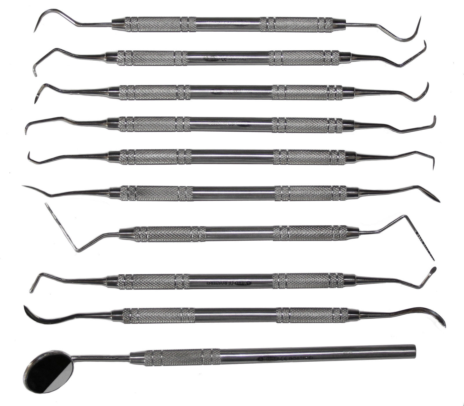 10 Instrumente professionelle Zahnreinigung + Mundspiegel + Parodontomer