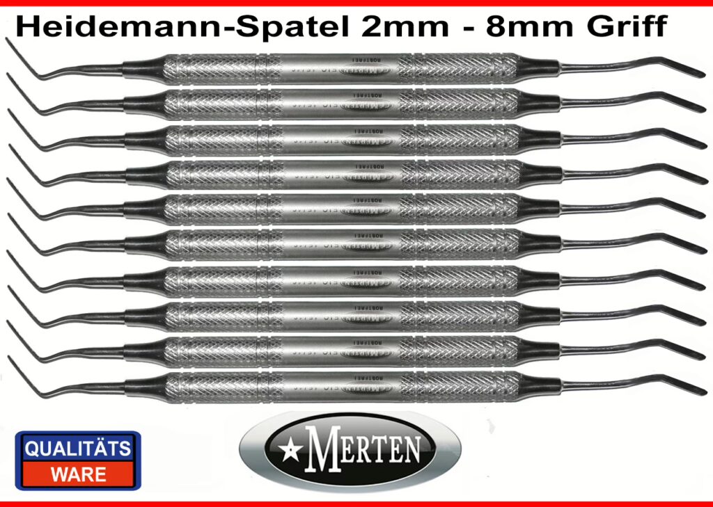 10 Heidemann-Spatel  - 8 mm Hohlgriff - Breite 2  mm  Heidemann Spatula -
