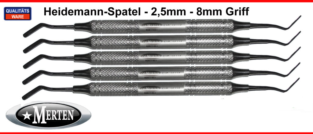5 Heidemann-Spatel  - 8 mm Hohlgriff - Breite 2,5 mm  Heidemann Spatula
