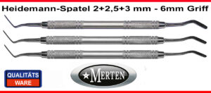 3 Heidemannspatel   Edelstahl federhart  2mm-2,5mm-3mm Breite - 6 mm Rundgriff