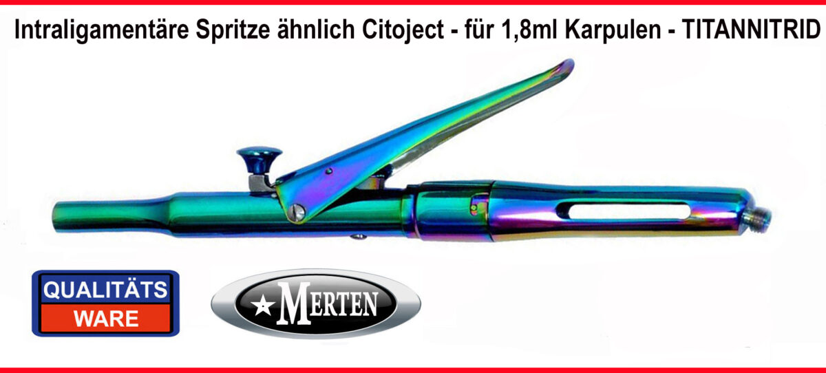 Intraligamentäre Spritze wie Citoject -  titannitridbeschichtet - Edelstahl