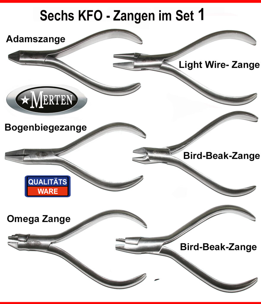 6 Kieferorthopädie Zangen KFO SET 1 Tweed Zange
