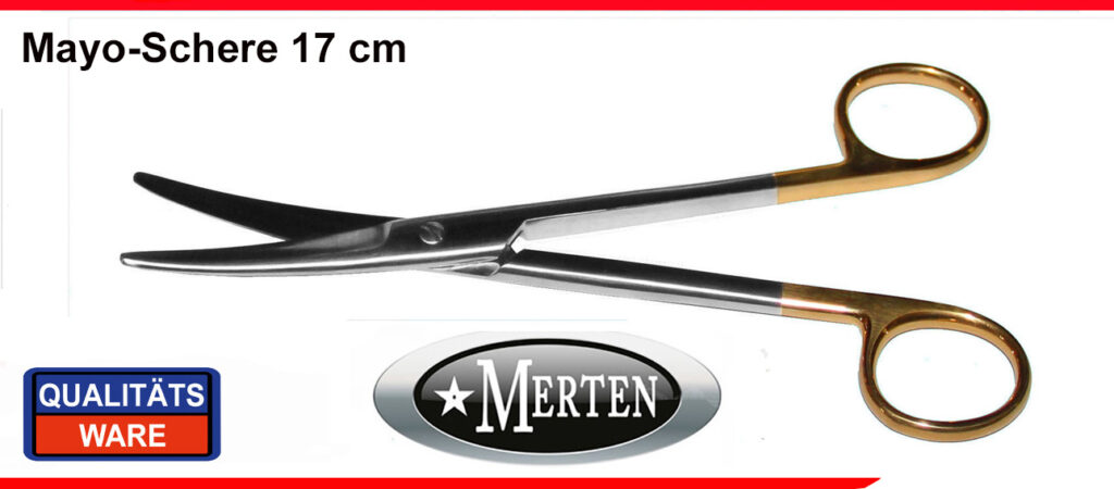 Mayo Schere -  17 cm gebogen -  TC Carbid-Stahl Einlage - PERMA CUT