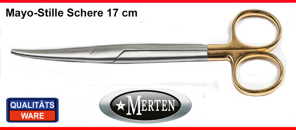 Mayo Stille Schere -  17 cm gebogen -  TC Carbid-Stahl Einlage - PERMA CUT