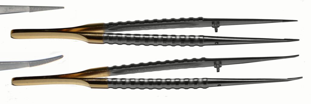 2 x feine Mikropinzette 16 cm - nicht geriffelt   0,3 mm  ANATOMISCH