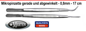 2 x Mikropinzetten 17 cm   0,8 mm feine Pinzette  gerade und abgewinkelt
