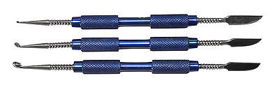 3 x Modellierinstrument  Le Cron Zahntechnik Alu-Griff und 1,3,5 mm Schaber