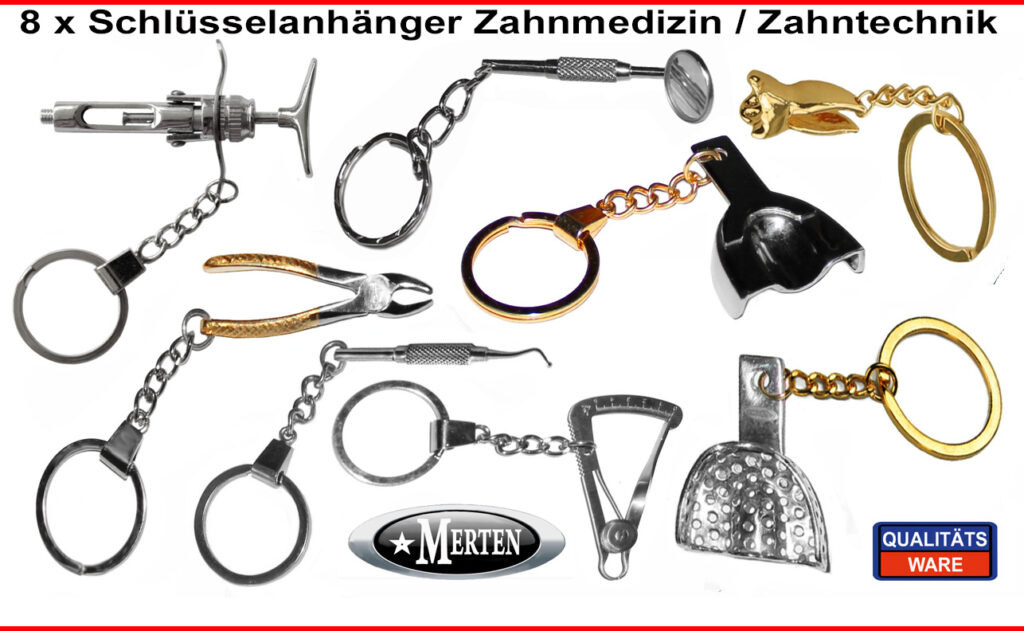 8 Schlüsselanhänger DENTAL -  Zahnarzt  Injektionsspritze - 2 -Zahnarzthelferin