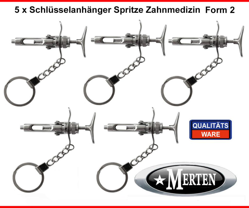 5 Schlüsselanhänger Spritze -  Zahnarzt  Injektionsspritze - 2 -Zahnarzthelferin