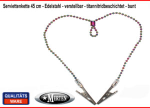 3 x Serviettenkette - Lätzchenkette - Kugelkette 45cm - bunt Edelstahl - verstellbar