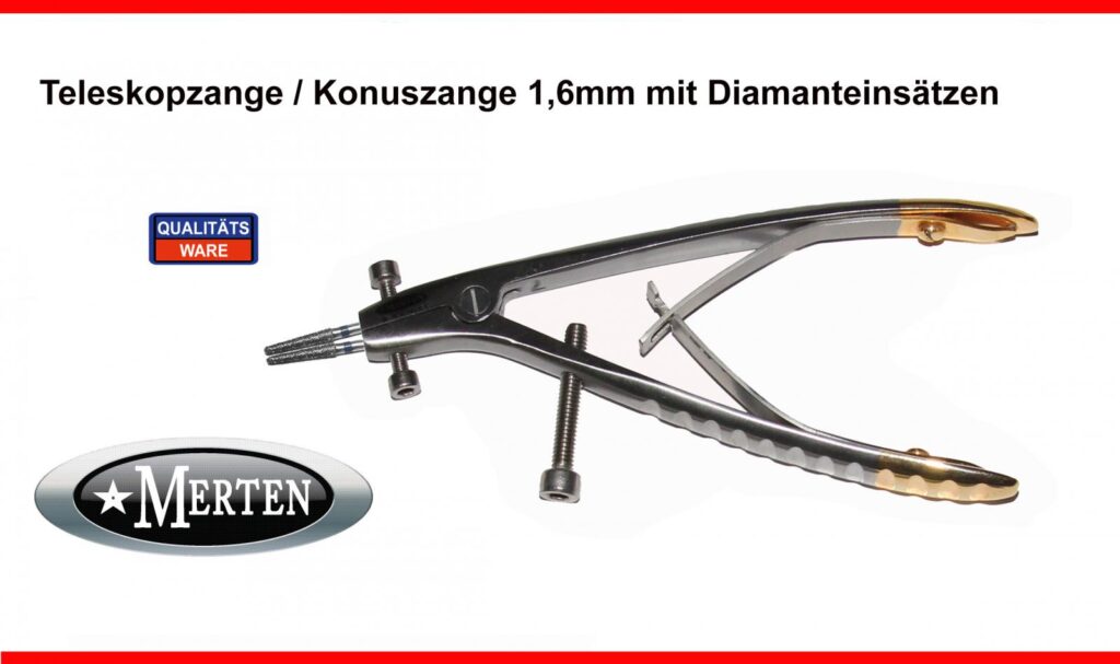 Teleskopzange mit diamantierten Einsätzen Konuszange  1,6mm Teleskopkronenzange