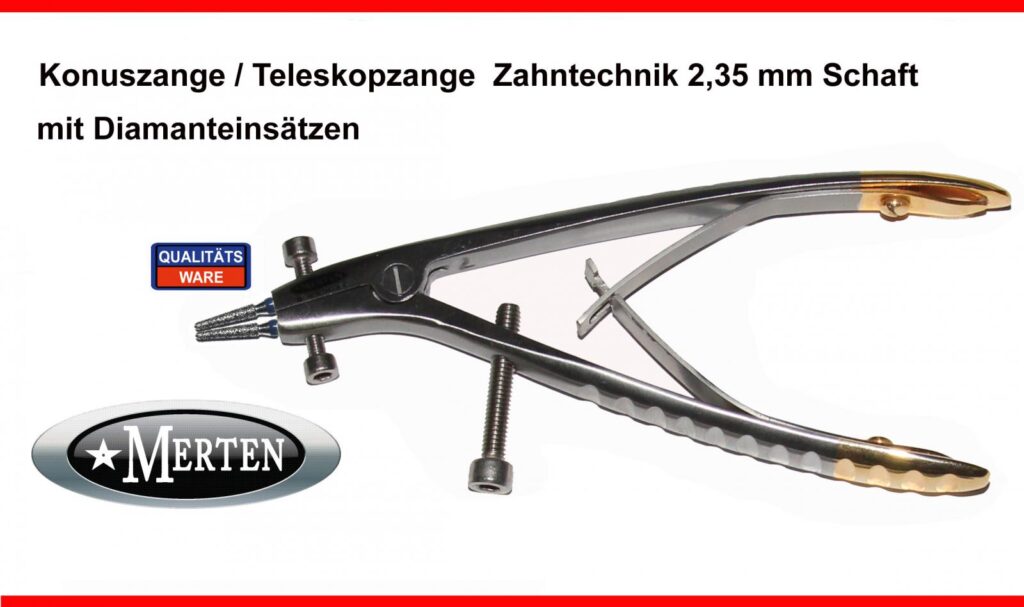 Teleskopzange mit diamantierten  Einsätzen Konuszange  2,35mm Zahntechnik