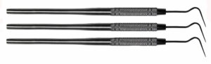 3 zahnmedizinische Sonden - Fig. 44 normale Spitze -  Rundgriff 16 cm lang
